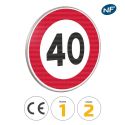 Photo : B14 - Panneau limitation de vitesse à 40 km/h 450 mm (2 rails au dos) - Classe 1 (T1) - Dos brut