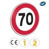 B14 - Panneau limitation de vitesse qui notifie l'interdiction de dépasser la vitesse de 70 km/h