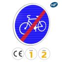 Photo : B40 - Panneau fin de piste ou bande obligatoire pour cyclistes 450 mm (2 rails au dos) - Classe 1 (T1) - Dos brut