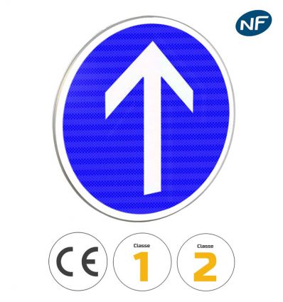 B21b - Panneau direction obligatoire à la prochaine intersection : tout droit