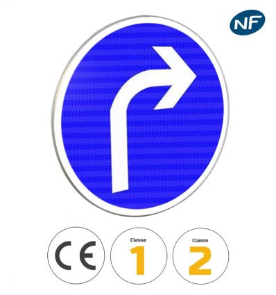 B21c1 - Panneau direction obligatoire à la prochaine intersection : à droite