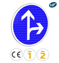 B21d1 - Panneau Direction Obligatoire Tout Droit ou à Droite