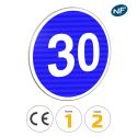 Photo : B25 - Panneau vitesse minimale obligatoire (B25) 450 mm (2 rails au dos) - Classe 1 (T1) - Dos brut