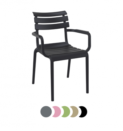 Fauteuil en polypropylène assise à lattes gris