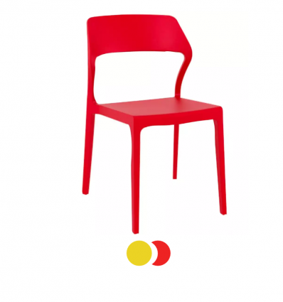 chaise de terrasse professionnel jaune et rouge en prolypopylène