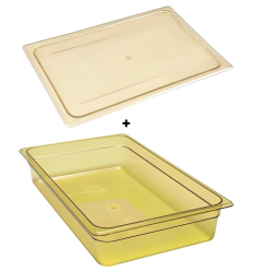 Bac gastro gn 1/1 100 mm en plastique haute température avec couvercle plat