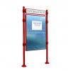 Panneau d'affichage extérieur libre avec bandeau agora rouge pourpre format portrait 16A4