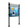 Panneau d'affichage libre avec poteaux et bandeau agora noir format portrait 16 ou 24 A4