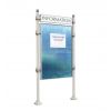 Panneau d'affichage extérieur avec poteaux et bandeau city gris clair format portrait 16 ou 24 A4