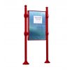 Panneau d'affichage libre extérieur sur poteaux boules rouge pourpre format portrait