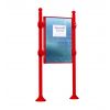 Panneau d'affichage libre extérieur sur poteaux boules rouge vif format portrait