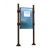 Panneau d'affichage libre extérieur sur poteaux boules marron format portrait