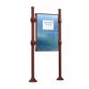 Panneau d'affichage libre extérieur sur poteaux boules aspect corten format portrait