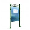 Panneau affichage libre avec poteaux boules et bandeau vert format portrait 16 ou 24 A4