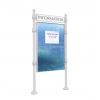 Panneau affichage libre avec poteaux boules et bandeau gris clair format portrait 16 ou 24 A4