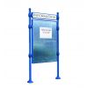 Panneau affichage libre avec poteaux boules et bandeau bleu format portrait 16 ou 24 A4