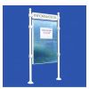 Panneau affichage libre avec poteaux boules et bandeau blanc format portrait 16 ou 24 A4