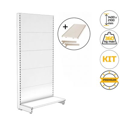 Kit rayonnage gondole simple face - Élément de départ + 3 tablettes