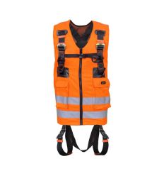 Harnais de sécurité avec gilet haute visibilité orange - face