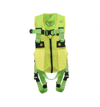 Harnais de sécurité avec gilet haute visibilité jaune/vert - face