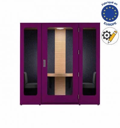 Cabine acoustique 4 personnes ouverture gauche vers droite