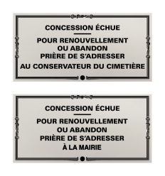 Plaque concession cimetière​