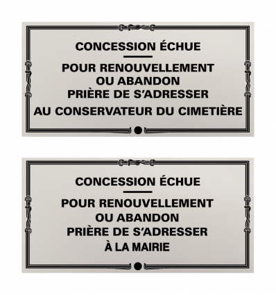Plaque seule à visser concession échue format 100x200mm