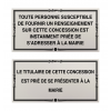 Plaque seule à visser concession échue au cimetière message pour les administrateurs format 100x200mm