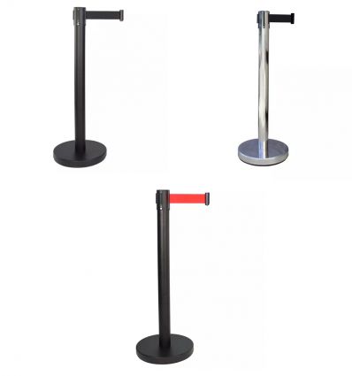 Poteau de guidage à sangle 3 m Poteau noir Sangle rouge
