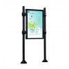 Panneau d'affichage extérieur avec vitrine simple face noir sur pieds gamme inox brossé