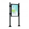 Panneau d'affichage libre extérieur avec vitrine simple face noir sur poteaux gamme agora