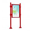 Panneau d'affichage extérieur sur pieds avec vitrine double face rouge signalisation modèle agora