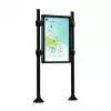 Panneau d'affichage extérieur étanche sur pieds avec vitrine double face noir modèle agora