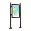 Panneau pour affichage extérieur sur pieds avec vitrine double face marron modèle agora