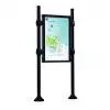 Panneau d'affichage libre avec vitrine double face sur pieds modèle city noir format portrait