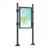 Panneau d'affichage libre avec vitrine double face sur pieds modèle city gris procity format portrait