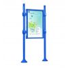 Panneau d'affichage libre avec vitrine double face sur pieds modèle city bleu format portrait