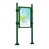 Panneau pour affichage extérieur sur poteaux boules avec vitrine double face vert