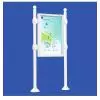 Panneau d'affichage libre sur poteaux boules avec vitrine double face blanc
