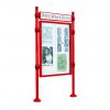 Panneau d'affichage extérieur avec vitrine simple face et bandeau city format portrait rouge signalisation