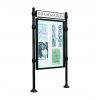 Panneau d'affichage extérieur avec vitrine simple face et bandeau modèle agora format portrait 12A4 noir