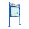 Panneau d'affichage extérieur étanche avec vitrine simple face et bandeau modèle agora format paysage bleu