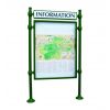 Panneau d'affichage avec vitrine double face et bandeau modèle agora vert 24 A4 format portrait