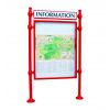 Panneau d'affichage avec vitrine double face et bandeau agora rouge signalisation 24 A4 format portrait