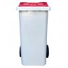Conteneur 120 litres couvercle rouge de face
