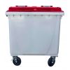 Conteneur Poubelle 770 litres couvercle rouge de face
