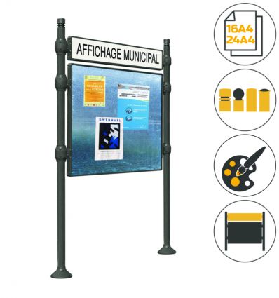 Panneau d'affichage libre avec bandeau supérieur 16 ou 24 feuilles A4 large choix couleurs et designs
