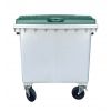 Bac poubelle 1100 litres couvercle vert de face