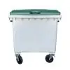 Bac poubelle 1100 litres couvercle vert de face