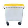 Bac poubelle 1100 litres couvercle jaune de face